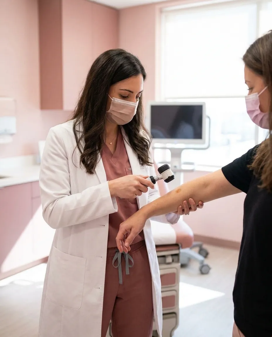 Visita dermatologica con dermatoscopio